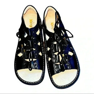 ALEGRIA VALERIE BLACK BURNISH GLADIATOR SANDALS!! LADIES SIZE EUR 42 US 1…